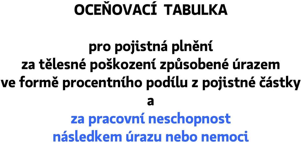 způsobené úrazem a za pracovní