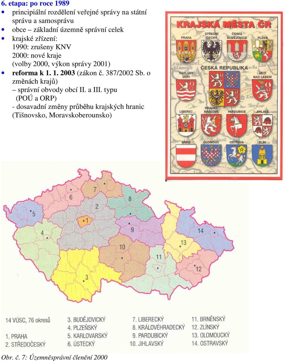 reforma k 1. 1. 2003 (zákon č. 387/2002 Sb. o změnách krajů) správní obvody obcí II. a III.