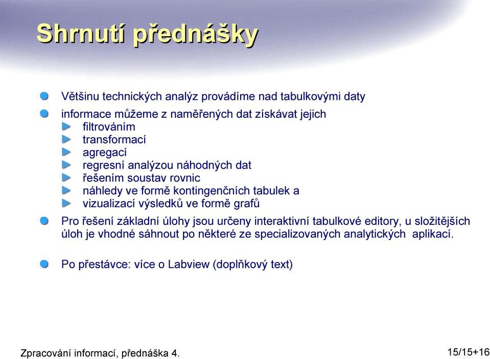 tabulek a vizualizací výsledků ve formě grafů Pro řešení základní úlohy jsou určeny interaktivní tabulkové editory, u