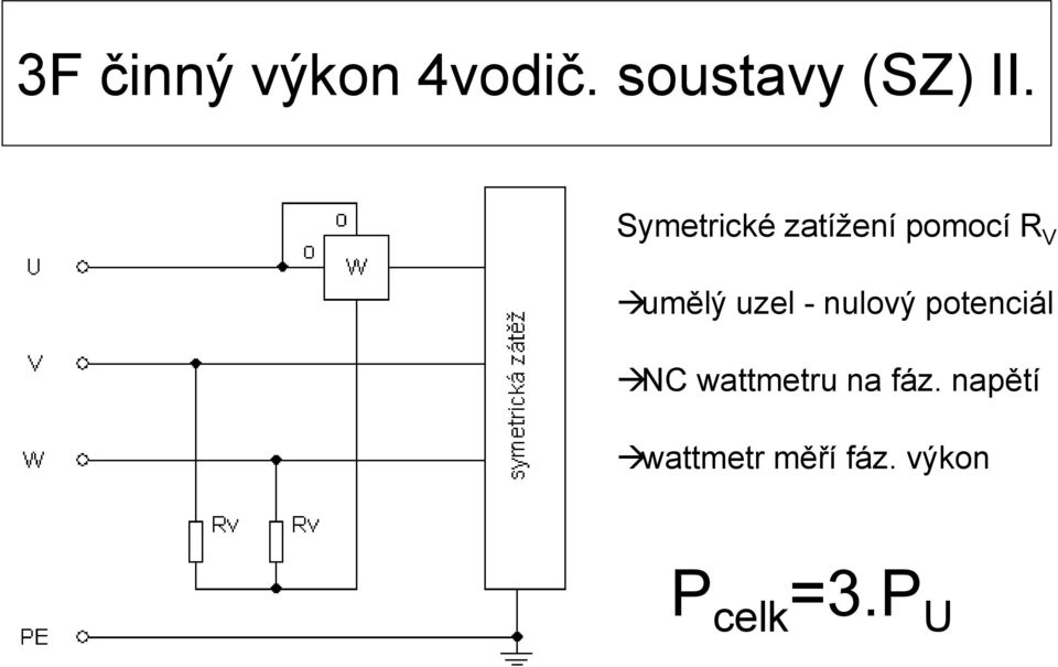 uzel - nulový potenciál NC wattmetru na