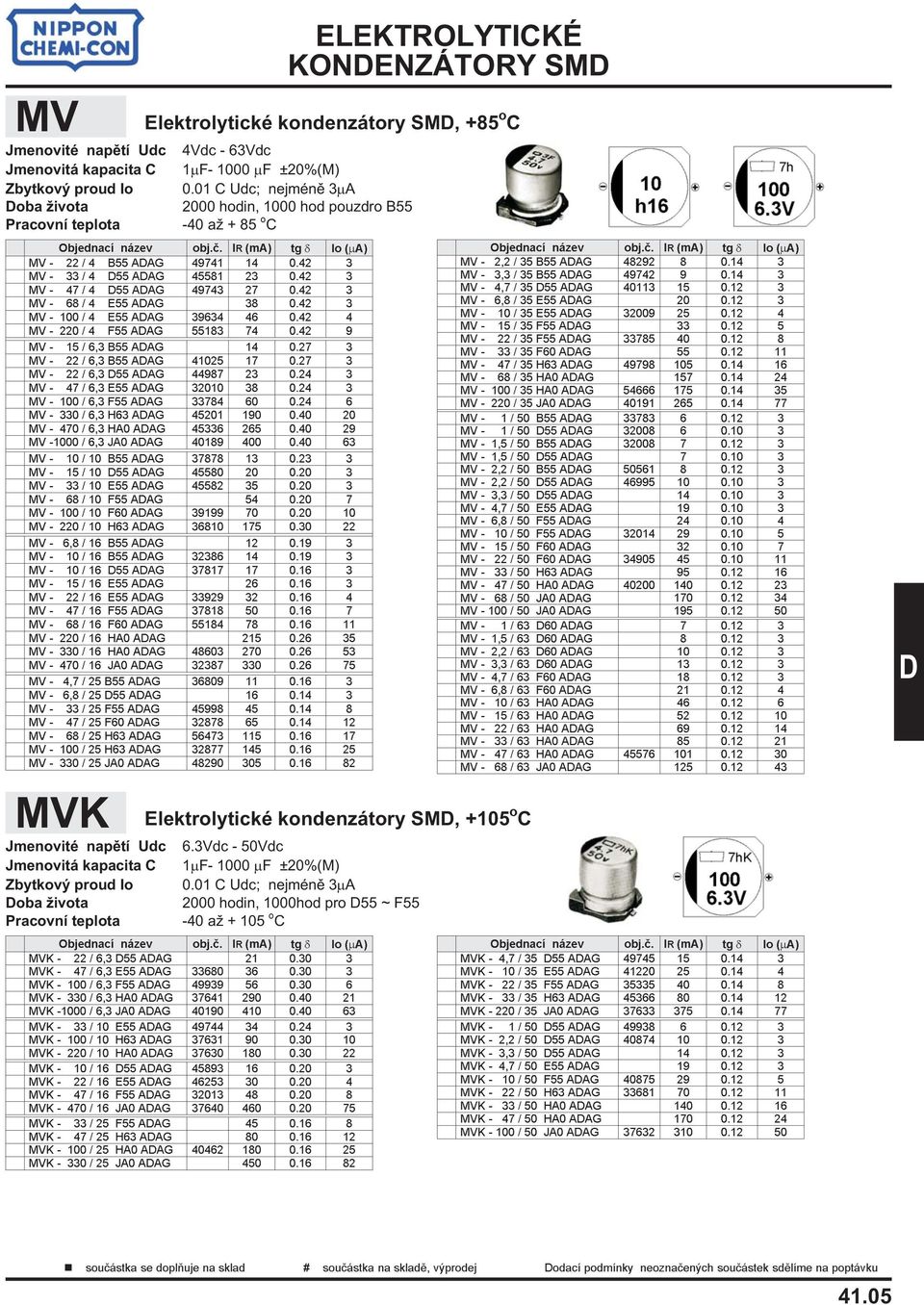 42 9 MV - 15 / 6,3 B55 AAG 14 0.27 3 MV - 22 / 6,3 B55 AAG 41025 17 0.27 3 MV - 22 / 6,3 55 AAG 44987 23 0.24 3 MV - 47 / 6,3 E55 AAG 32010 38 0.24 3 MV - 100 / 6,3 F55 AAG 33784 60 0.