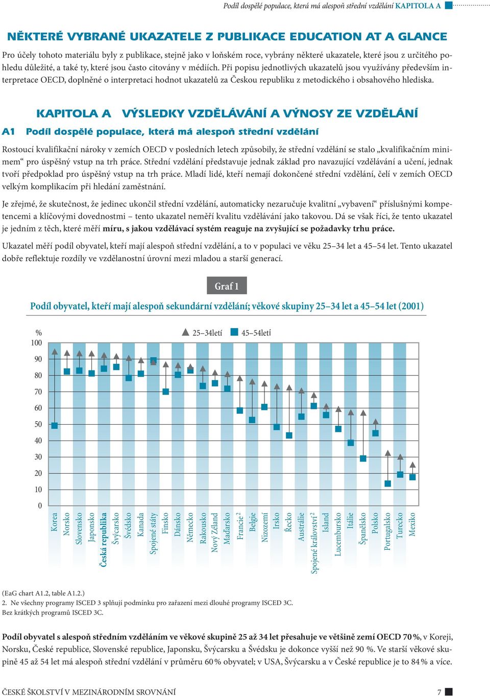 Při popisu jednotlivých ukazatelů jsou využívány především interpretace OECD, doplněné o interpretaci hodnot ukazatelů za Českou republiku z metodického i obsahového hlediska.