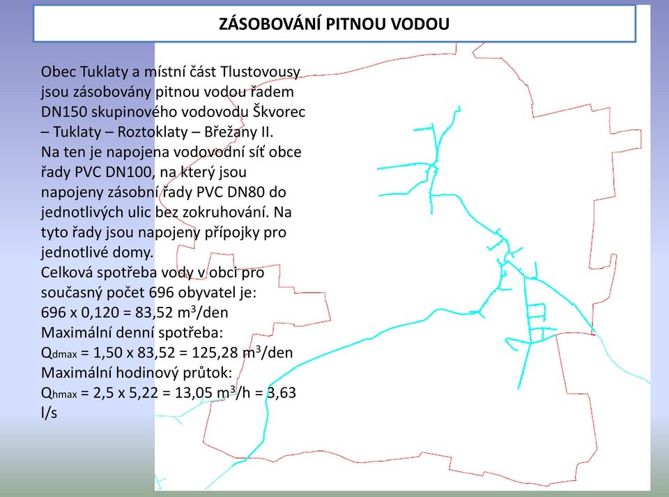 Na tyto řady jsou napojeny přípojky pro jednotlivé domy.
