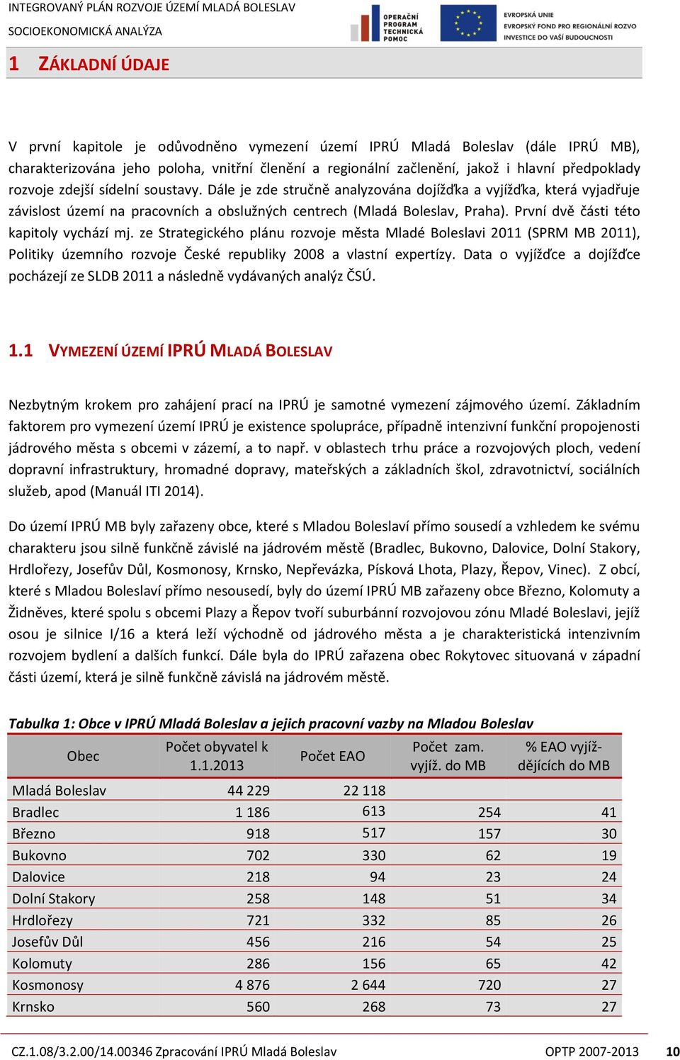 První dvě části této kapitoly vychází mj. ze Strategického plánu rozvoje města Mladé Boleslavi 2011 (SPRM MB 2011), Politiky územního rozvoje České republiky 2008 a vlastní expertízy.