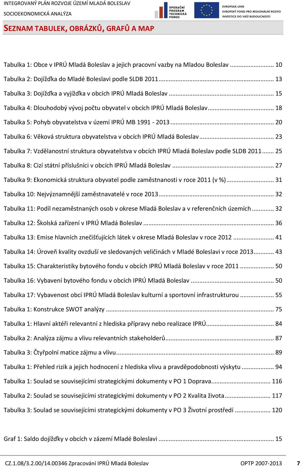 .. 18 Tabulka 5: Pohyb obyvatelstva v území IPRÚ MB 1991-2013... 20 Tabulka 6: Věková struktura obyvatelstva v obcích IPRÚ Mladá Boleslav.