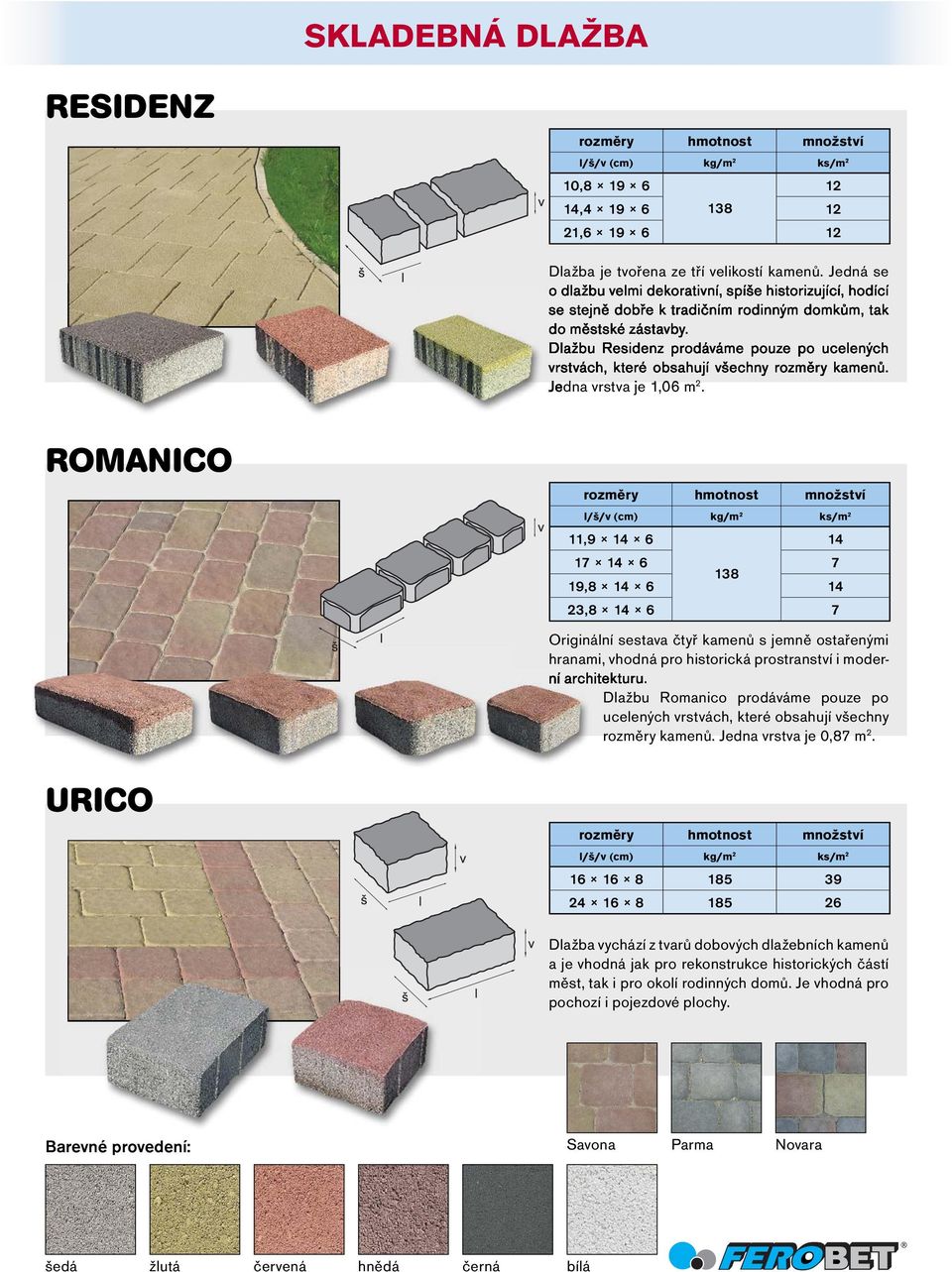Romanico prodáváme pouze po ucelených vrstvách, které obsahují všechny rozměry kamenů. Jedna vrstva je 0,87 m 2.