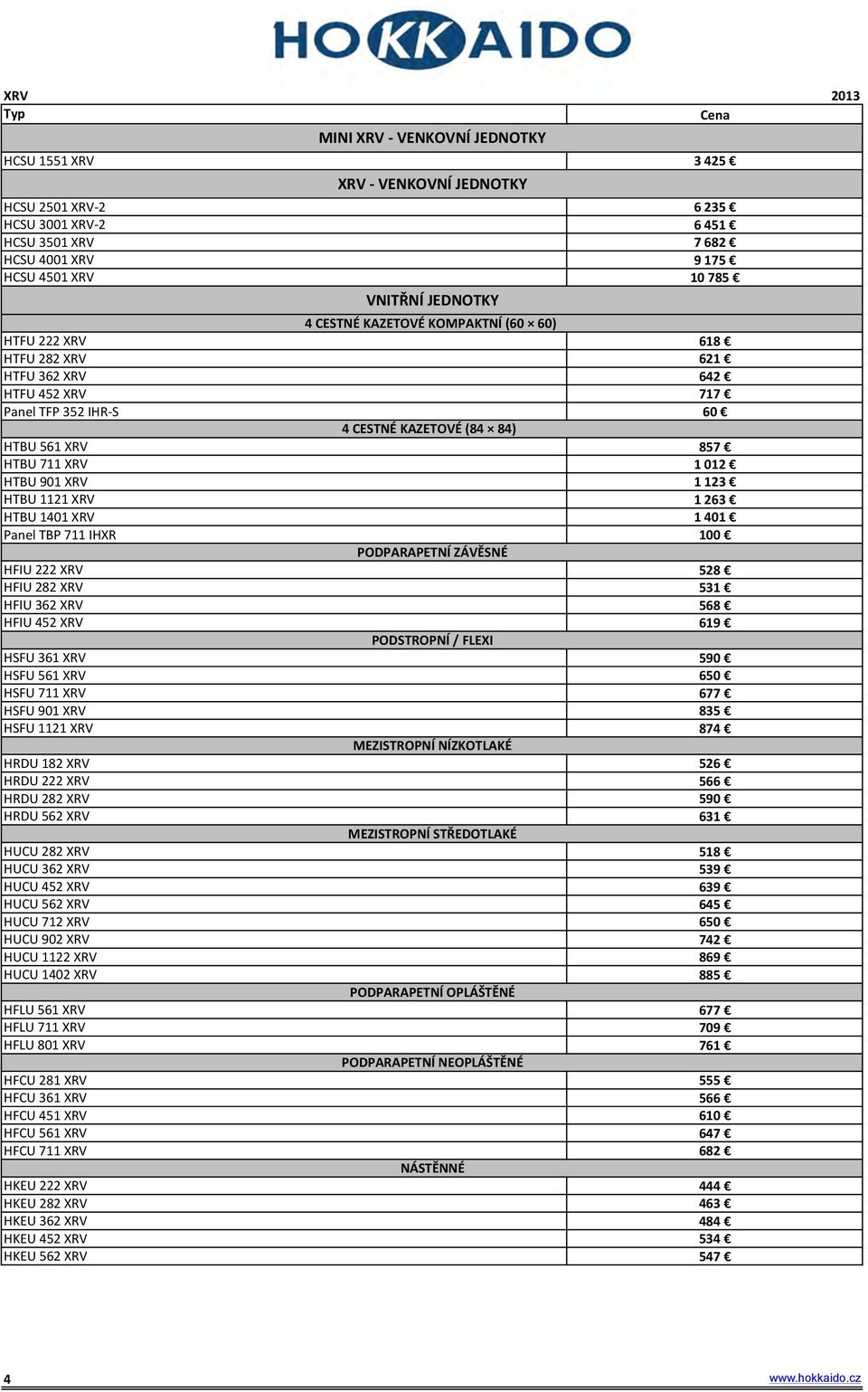 263 HTBU 1401 XRV 1 401 Panel TBP 711 IHXR 100 PODPARAPETNÍ ZÁVĚSNÉ HFIU 222 XRV 528 HFIU 282 XRV 531 HFIU 362 XRV 568 HFIU 452 XRV 619 PODSTROPNÍ / FLEXI HSFU 361 XRV 590 HSFU 561 XRV 650 HSFU 711