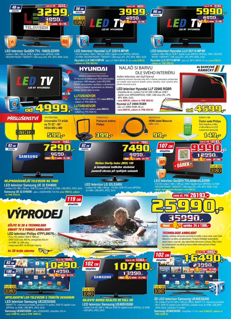 TV Hyundai se štěrbinovým DVD přehrávačem, Jedinečný televizor Hyundai řady 945 si můžete jednoduše přizpůsobit praktickým USB vstupem, funkcí RECORD své náladě nebo barevně doladit svému interiéru.