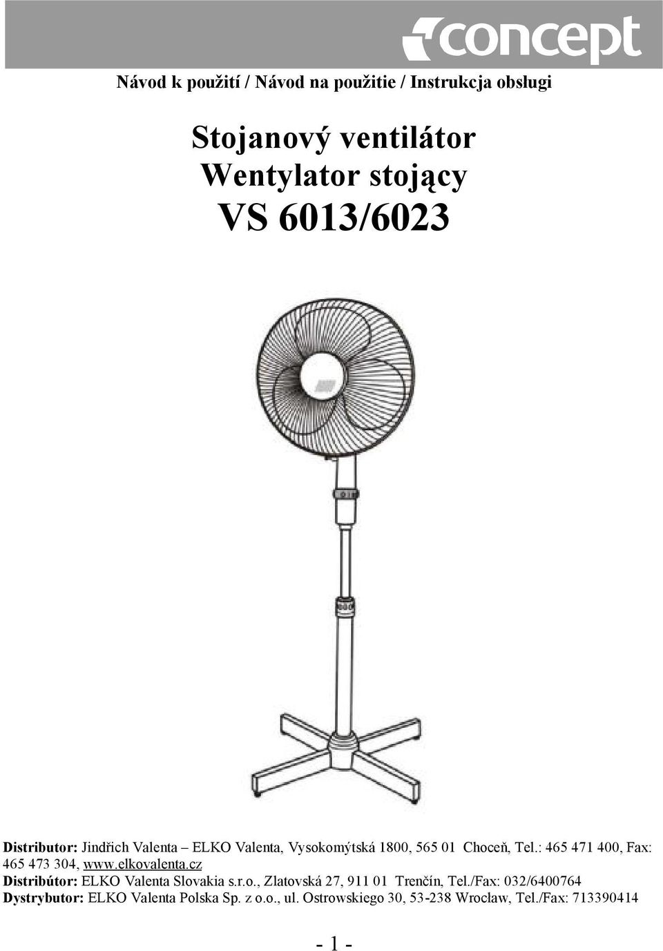 Stojanový ventilátor Wentylator stojący VS 6013/ PDF Free Download