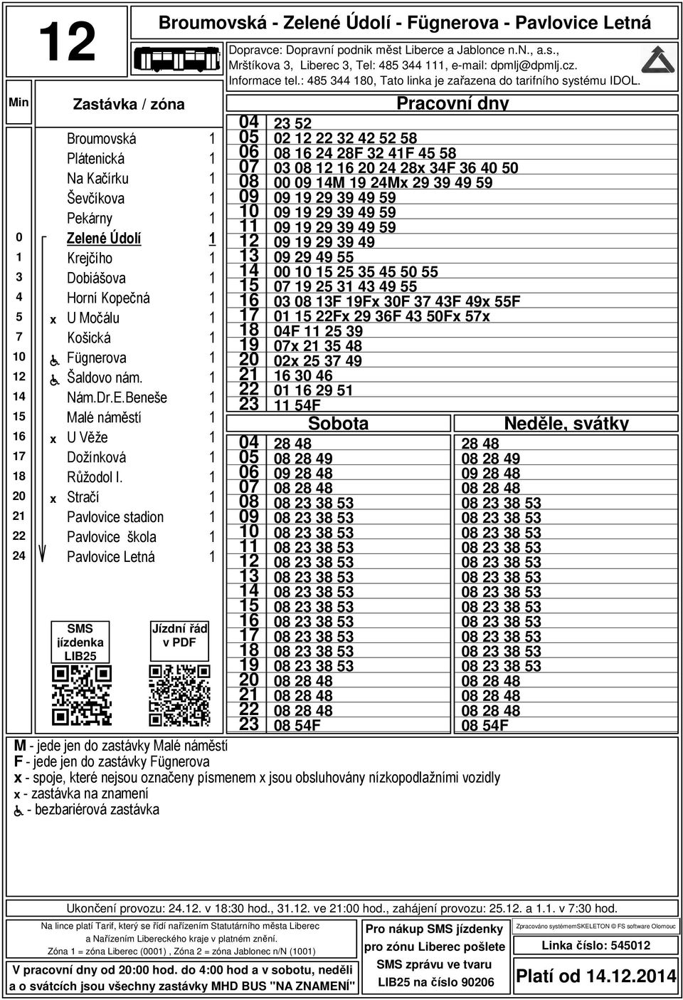 8 8 8 9 8 8 8 8 8 8 8 8 8 8 8 8 8 8 8 8 8 8 8 8 8 8 F M - jede jen do zastávky Malé náměstí F - jede jen do zastávky Fügnerova Ukončení provozu:.. v : hod.,.