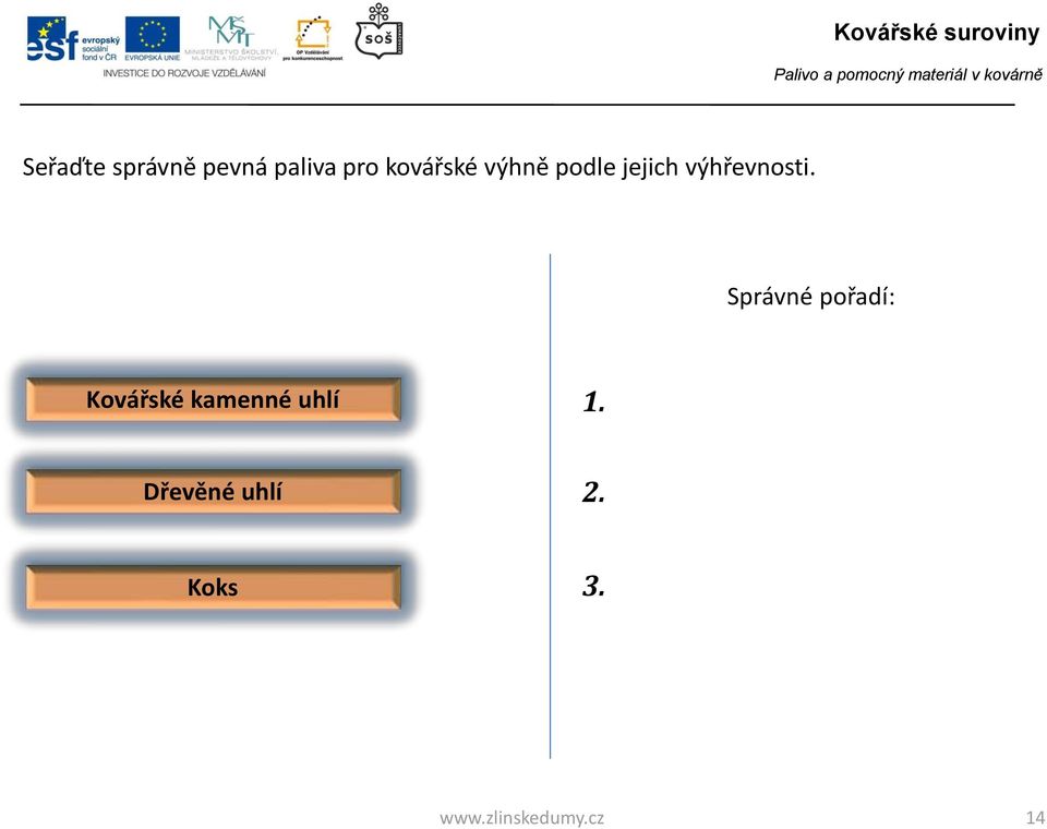 Správné pořadí: Kovářské kamenné uhlí 1.