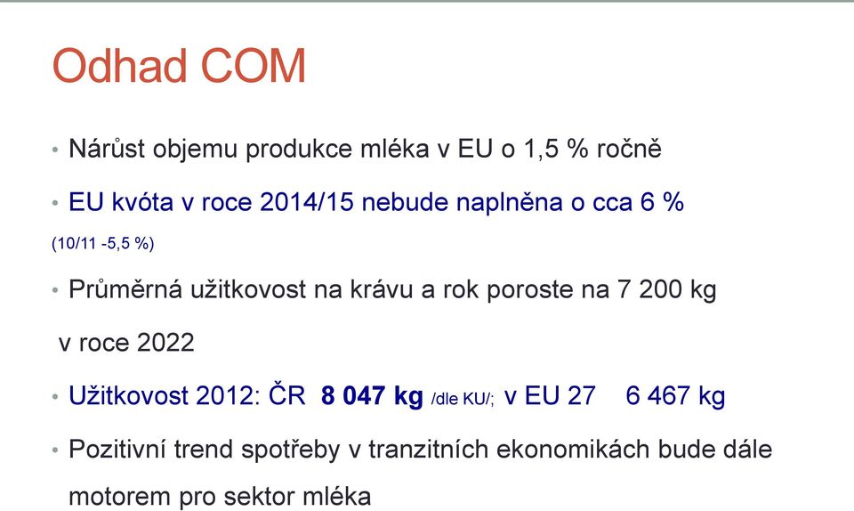 na 7 200 kg v roce 2022 Užitkovost 2012: ČR 8 047 kg /dle KU/; v EU 27 6 467 kg