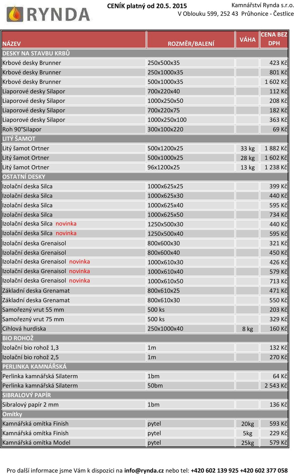 Kč Litý šamot Ortner 500x1000x25 28 kg 1 602 Kč Litý šamot Ortner 96x1200x25 13 kg 1 238 Kč OSTATNÍ DESKY Izolační deska Silca 1000x625x25 399 Kč Izolační deska Silca 1000x625x30 440 Kč Izolační