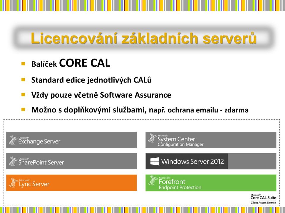 pouze včetně Software Assurance Možno s