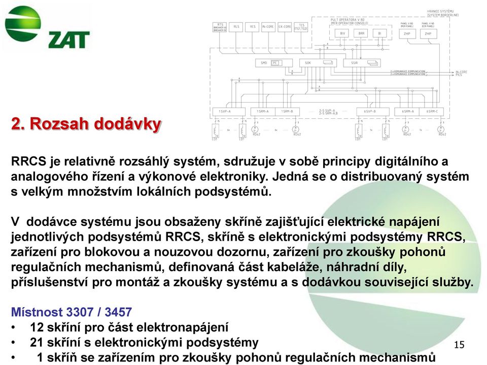 V dodávce systému jsou obsaženy skříně zajišťující elektrické napájení jednotlivých podsystémů RRCS, skříně s elektronickými podsystémy RRCS, zařízení pro blokovou a nouzovou