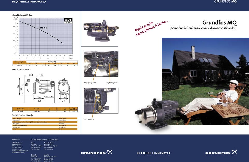 Nový vstupní díl CENTRÁLA: GRUNDFOS s.r.o. Čajkovského 21 779 00 Olomouc Tel.: 585 716 111 Fax: 585 438 906 e-mail: GCZ@grundfos.