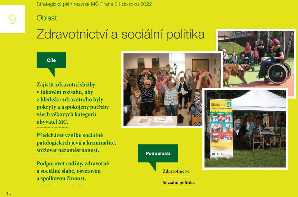 kategorií obyvatel MČ. Předcházet vzniku sociálně patologických jevů a kriminalitě, snižovat nezaměstnanost.