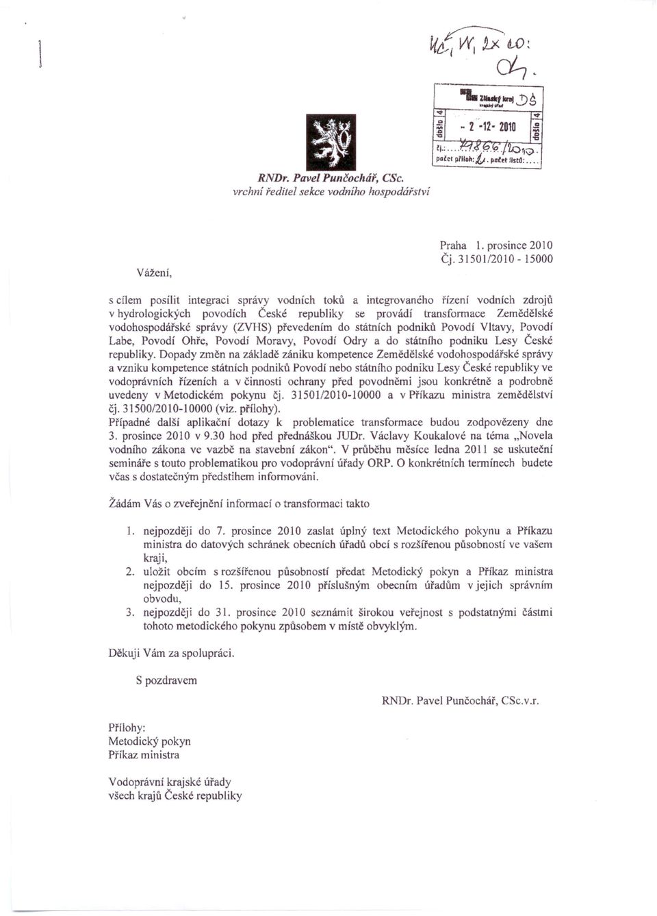 správy (ZVHS) převedením do státních podniků Povodí Vltavy, Povodí Labe, Povodí Ohře, Povodí Moravy, Povodí Odry a do státního podniku Lesy České republiky.