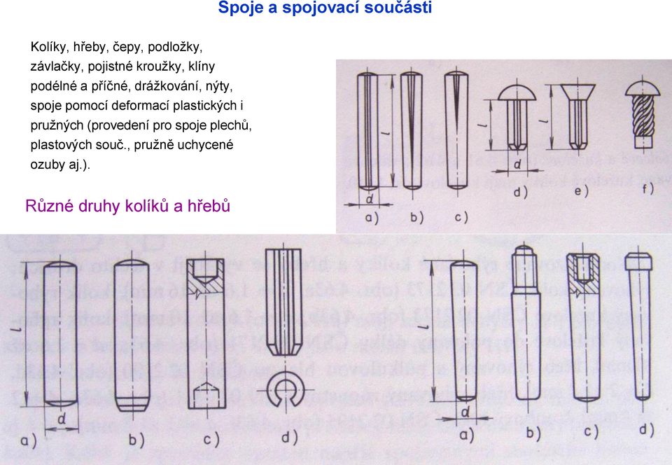 Různé druhy spojů a spojovací součásti (rozebíratelné spoje) - PDF Stažení  zdarma