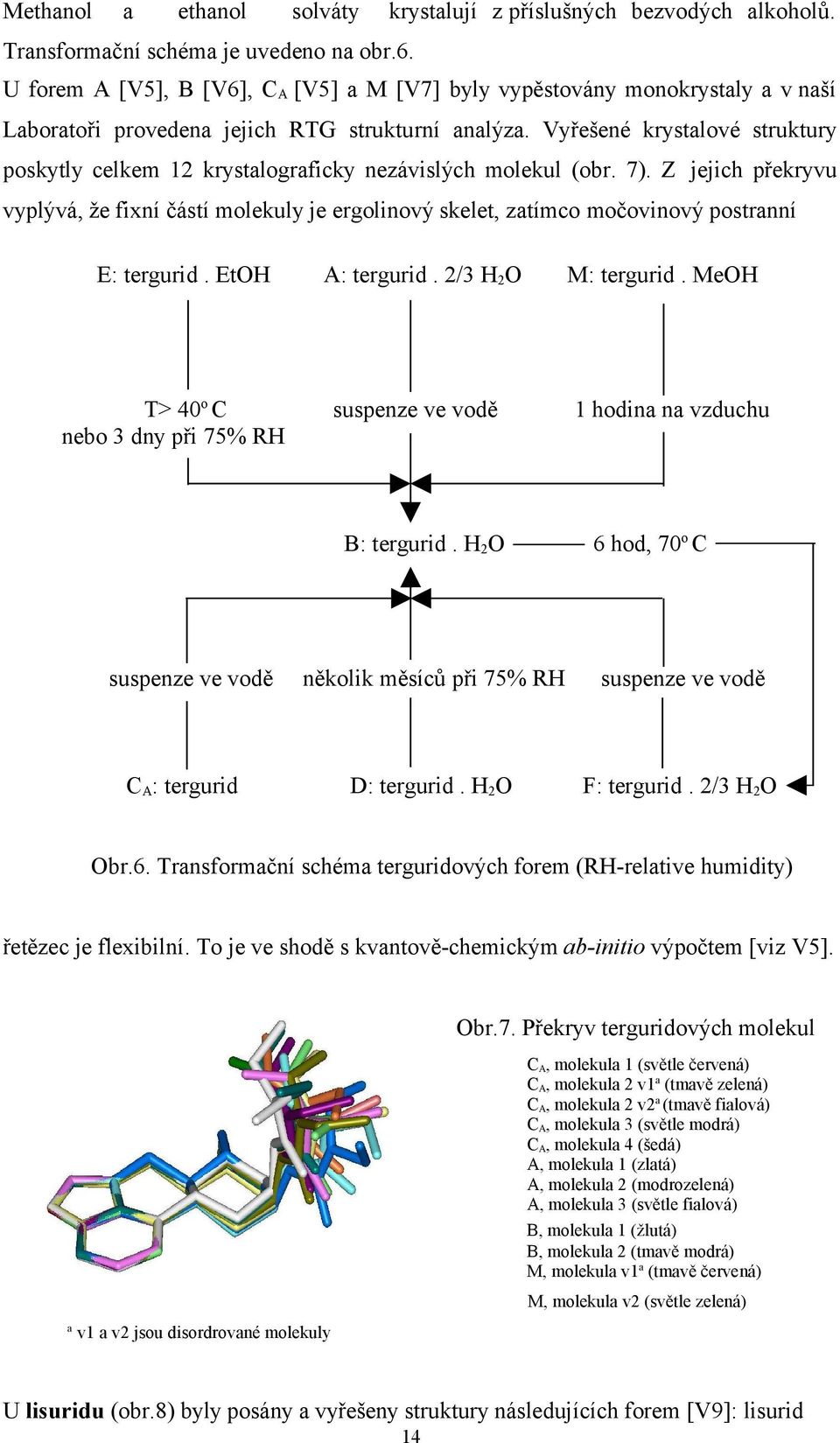 Vyřešené krystalové struktury poskytly celkem 12 krystalograficky nezávislých molekul (obr. 7).