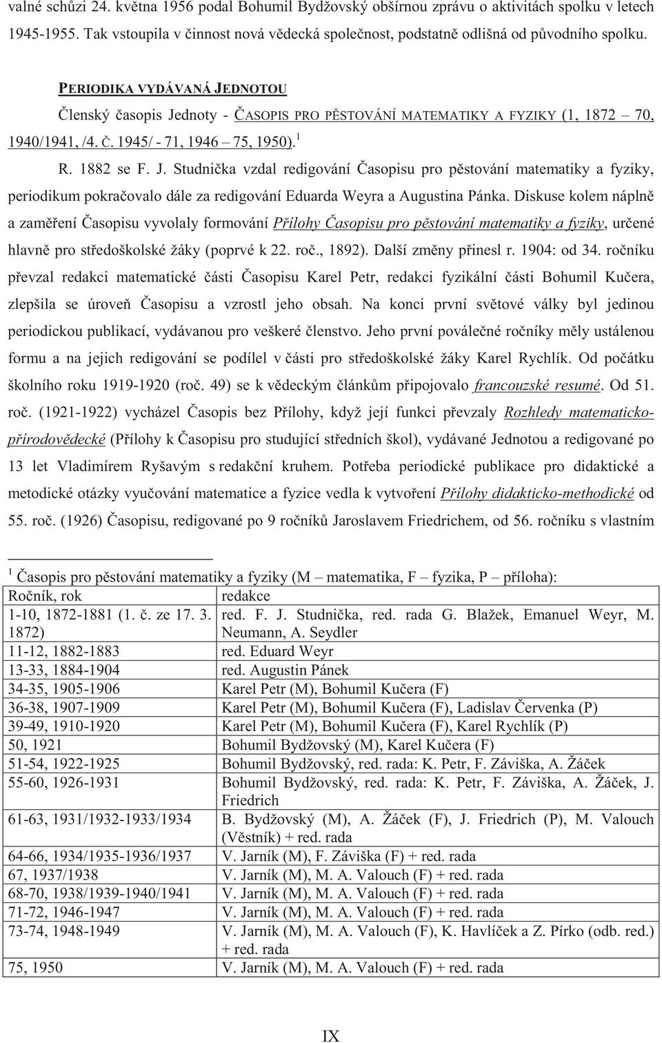 Diskuse kolem nápln a zam ení asopisu vyvolaly formování P ílohy asopisu pro p stování matematiky a fyziky, ur ené hlavn pro st edoškolské žáky (poprvé k 22. ro., 1892). Další zm ny p inesl r.