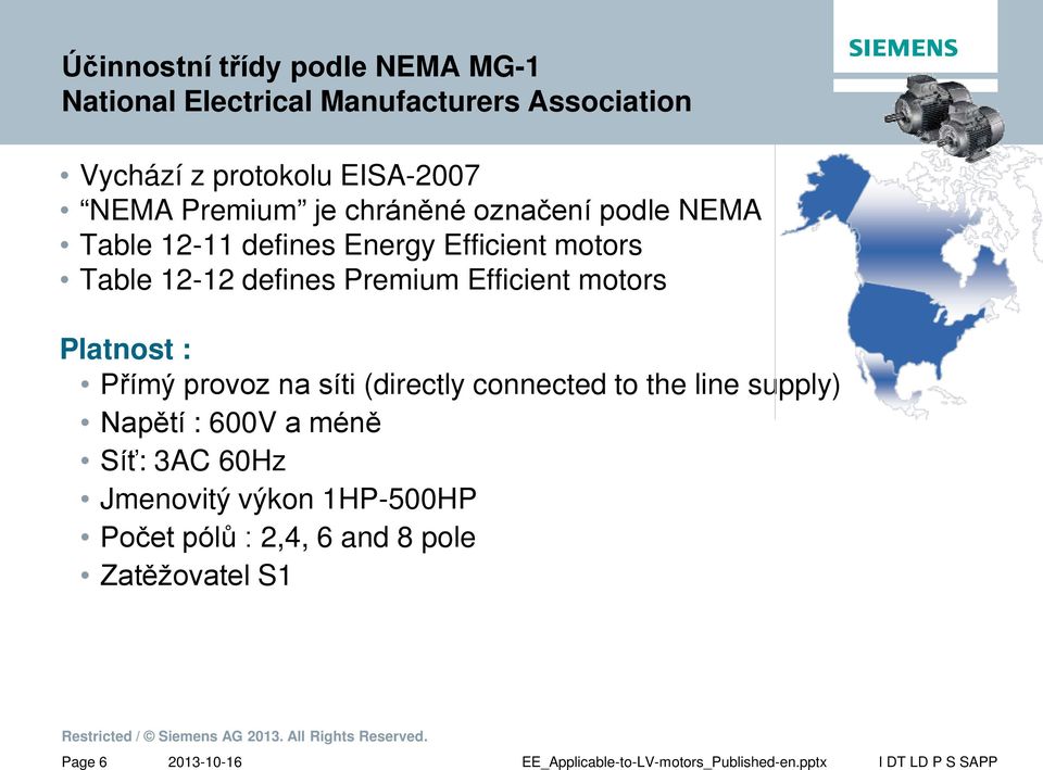 Premium Efficient motors Platnost : Přímý provoz na síti (directly connected to the line supply) Napětí :