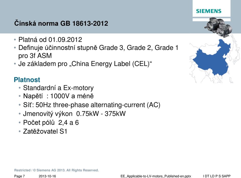 pro China Energy Label (CEL) Platnost Standardní a Ex-motory Napětí : 1000V a méně