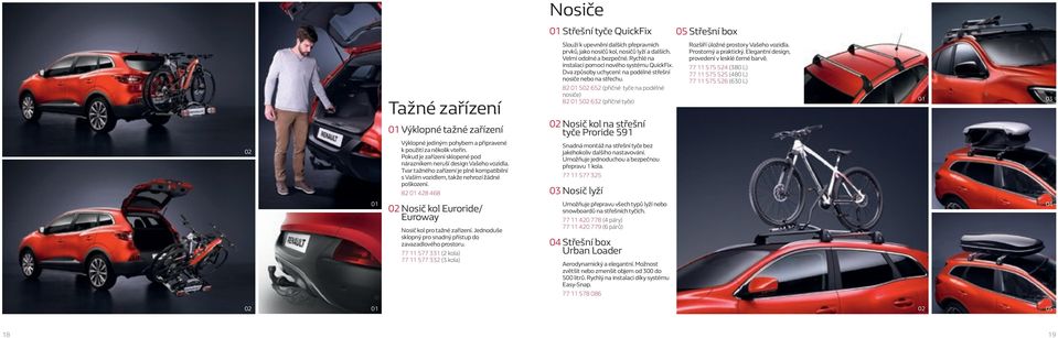 82 502 652 (příčné tyče na podélné nosiče) 82 502 632 (příčné tyče) 02 Nosič kol na střešní tyče Proride 591 Rozšíří úložné prostory Vašeho vozidla. Prostorný a praktický.