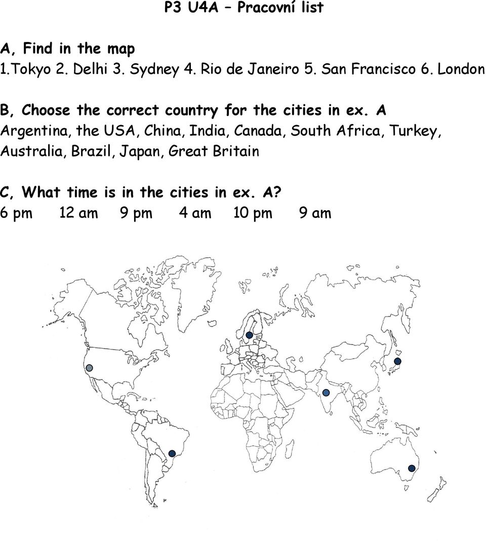 London B, Choose the correct country for the cities in ex.