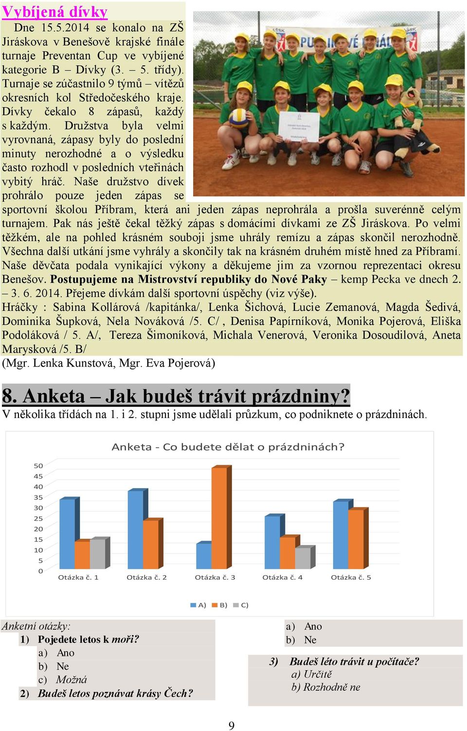 Družstva byla velmi vyrovnaná, zápasy byly do poslední minuty nerozhodné a o výsledku často rozhodl v posledních vteřinách vybitý hráč.