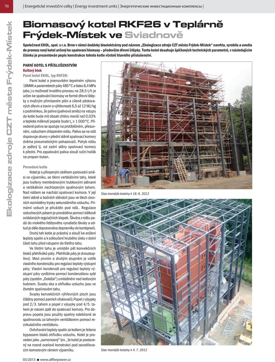 Biomasový kotel RKF26 v Teplárně Frýdek-Místek ve Sviadnově - PDF Stažení  zdarma