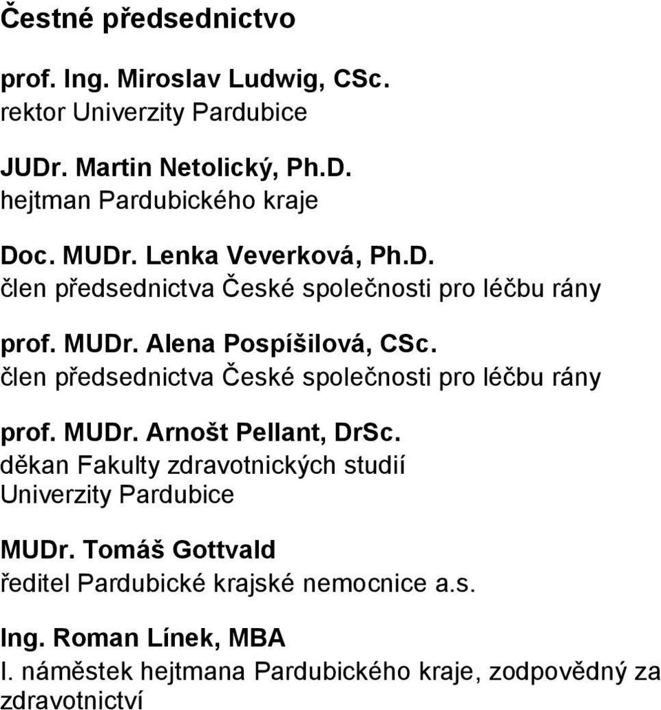 člen předsednictva České společnosti pro léčbu rány prof. MUDr. Arnošt Pellant, DrSc.