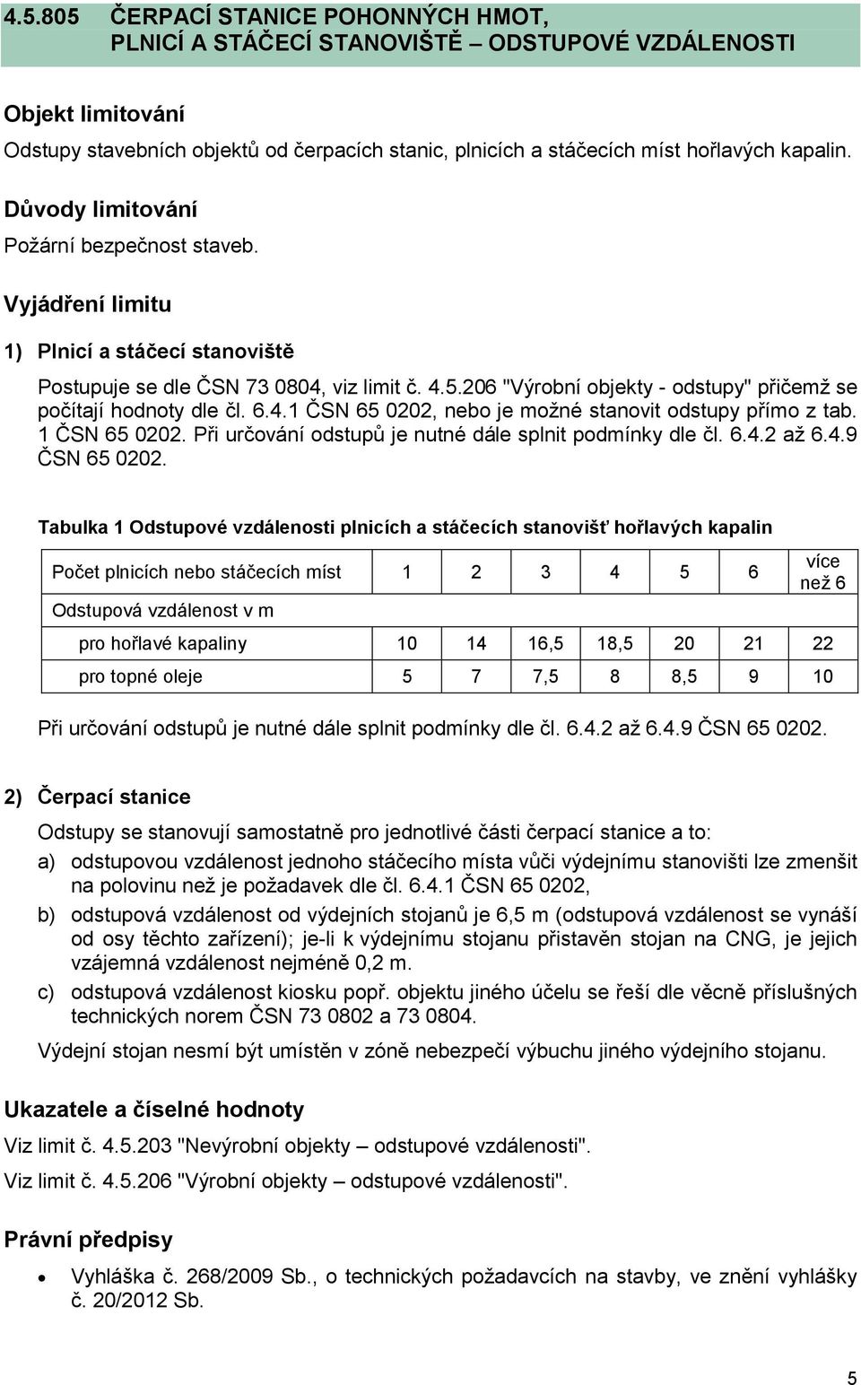 1 ČSN 65 0202. Při určování odstupů je nutné dále splnit podmínky dle čl. 6.4.2 až 6.4.9 ČSN 65 0202.