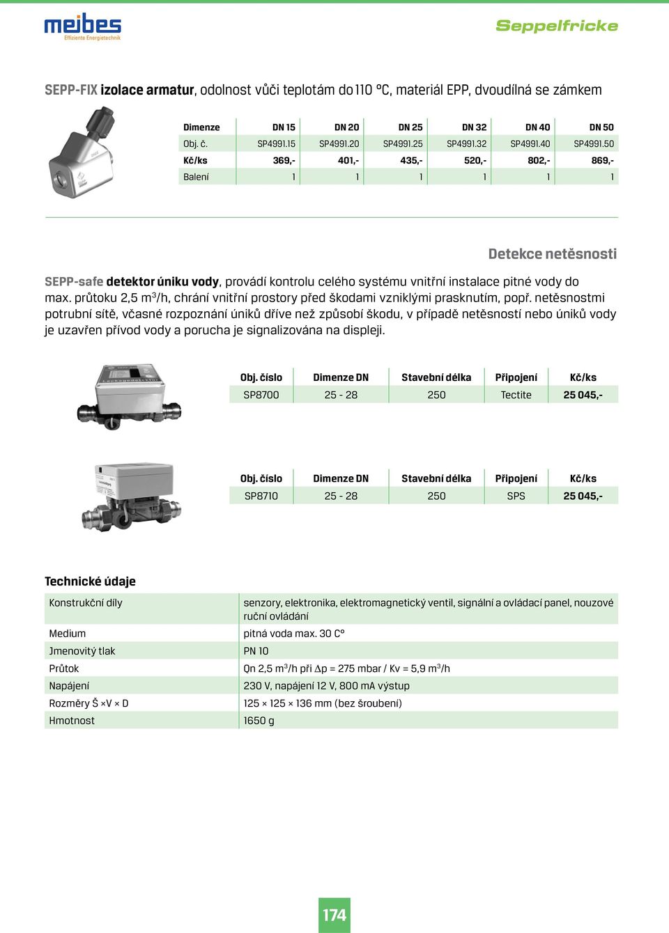 průtoku 2, m 3 /h, chrání vnitřní prostory před škodami vzniklými prasknutím, popř.