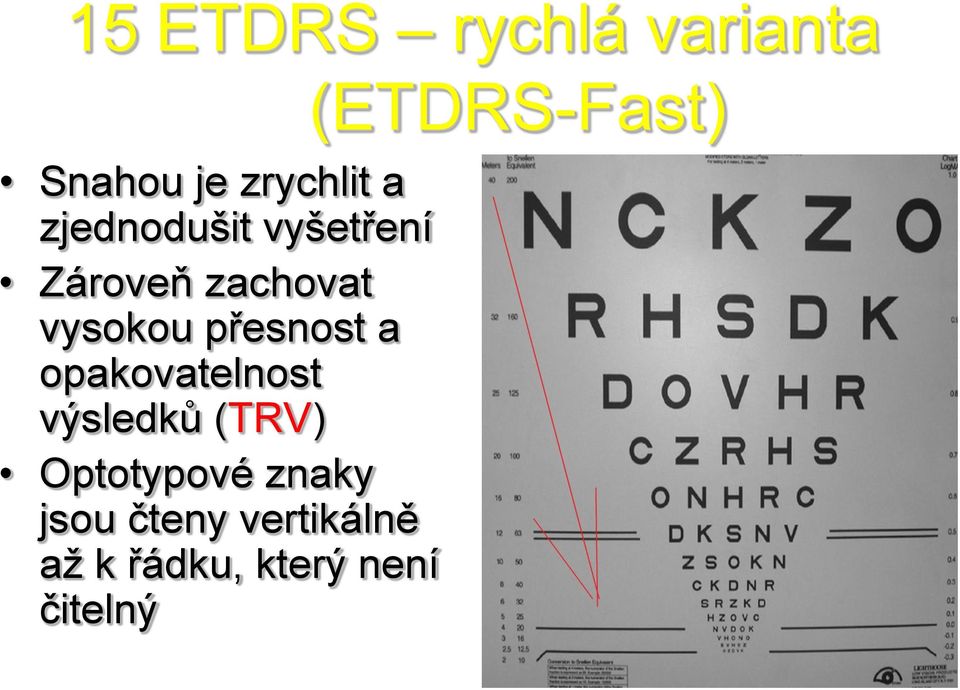 přesnost a opakovatelnost výsledků (TRV) Optotypové