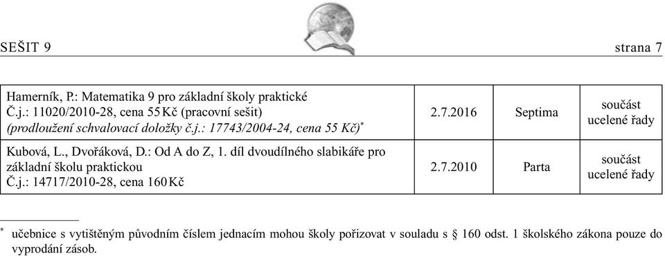 , Dvořáková, D.: Od A do Z, 1. díl dvoudílného slabikáře pro základní školu praktickou 2.7.2010 Parta Č.j.