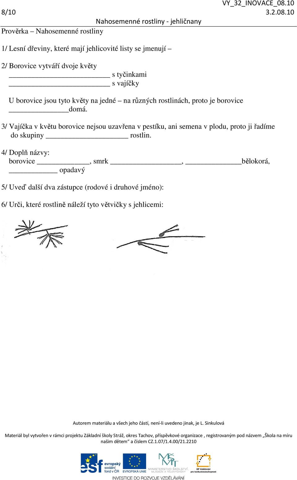 tyčinkami s vajíčky U borovice jsou tyto květy na jedné na různých rostlinách, proto je borovice domá.