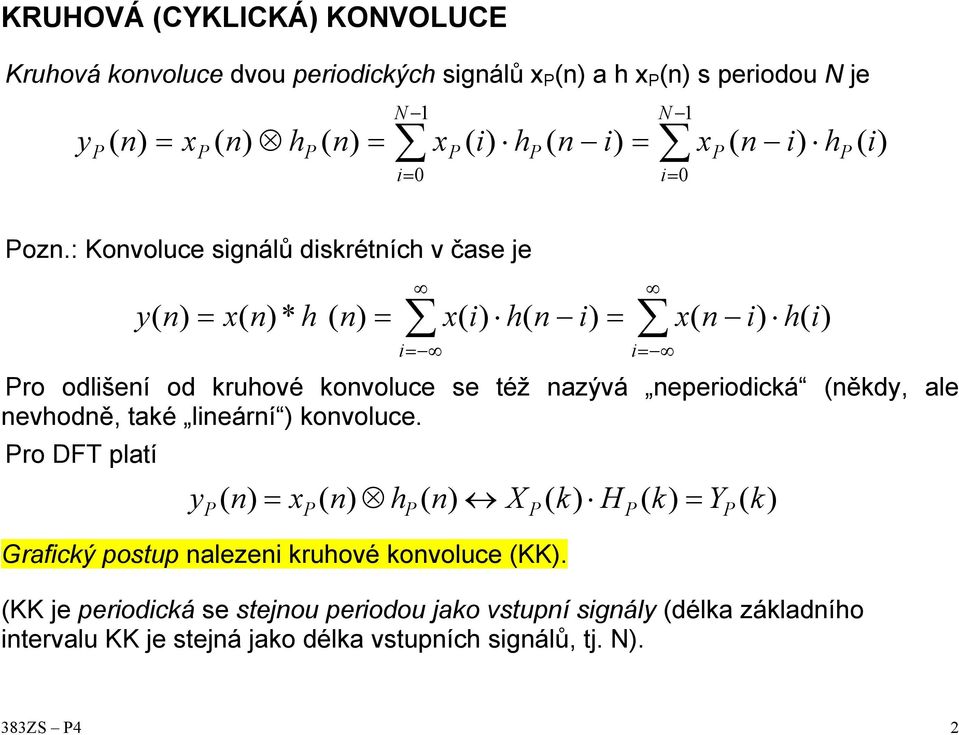 evodě, taé leárí ovoluce. ro DFT platí Y H X y Grafcý postup aleze ruové ovoluce KK.