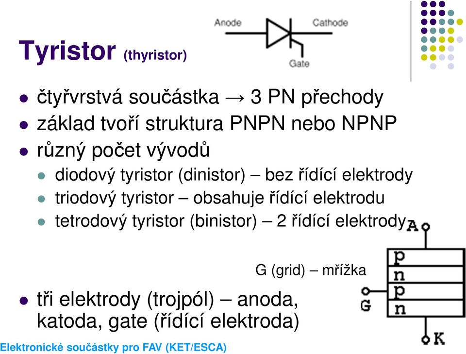 triodový tyristor obsahuje řídící elektrodu tetrodový tyristor (binistor) 2 řídící