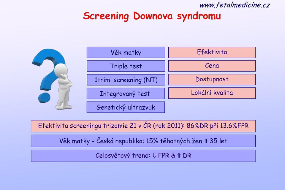 Genetický ultrazvuk Efektivita screeningu trizomie 21 v ČR (rok 2011):