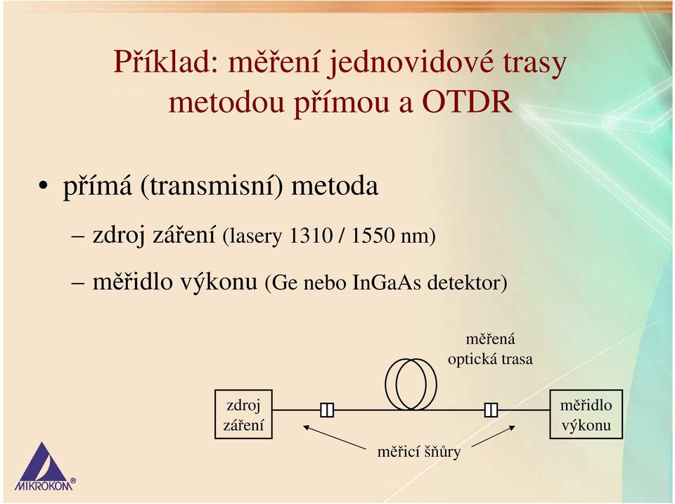 1550 nm) měřidlo výkonu (Ge nebo InGaAs detektor)