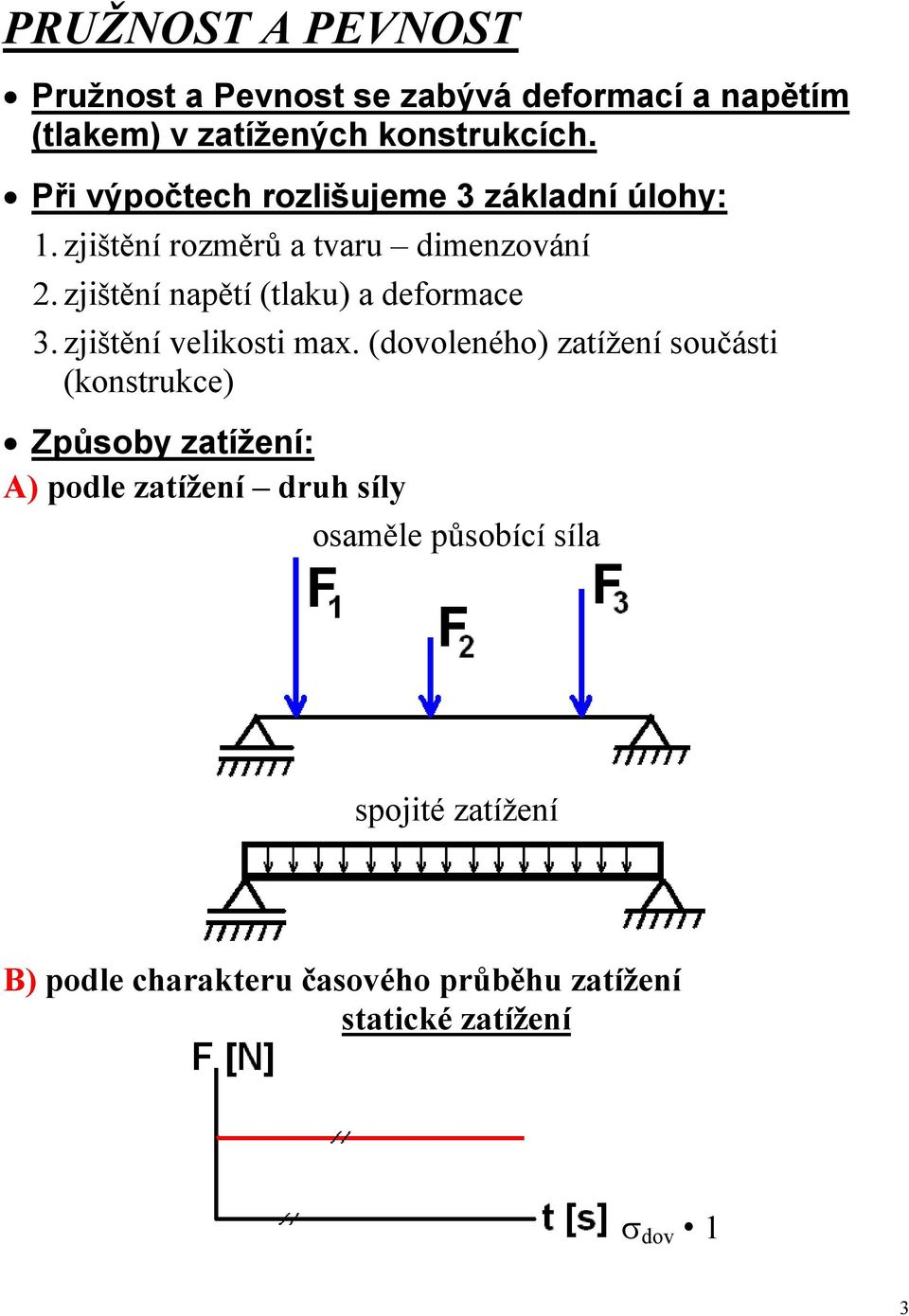 zjištění napětí (tlaku) a deformace 3. zjištění velikosti max.