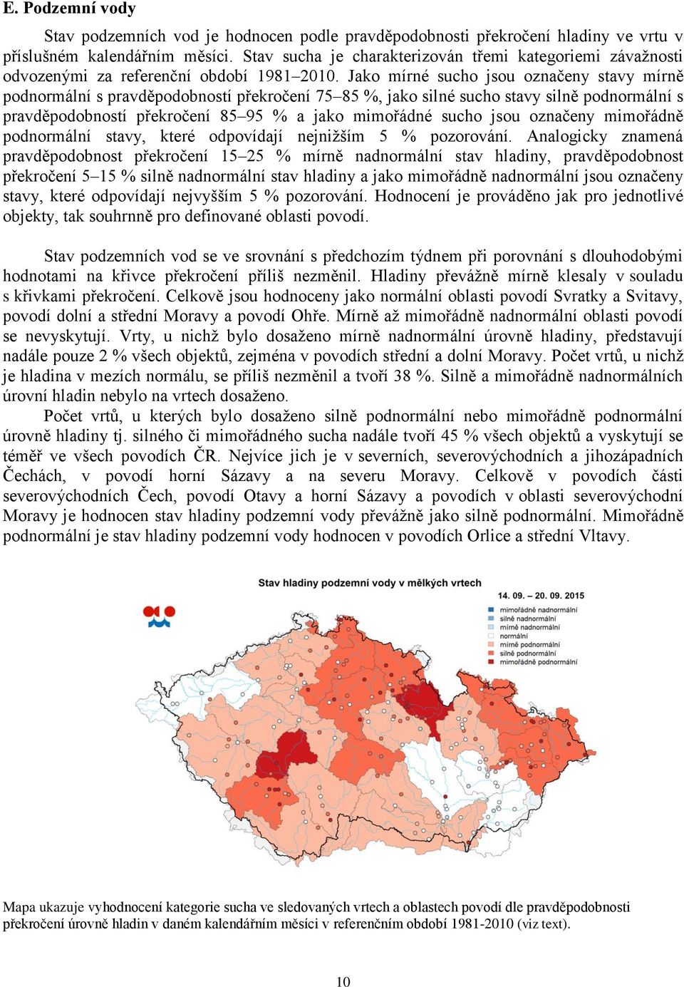 Jako mírné sucho jsou označeny stavy mírně podnormální s pravděpodobností překročení 75 85 %, jako silné sucho stavy silně podnormální s pravděpodobností překročení 85 95 % a jako mimořádné sucho