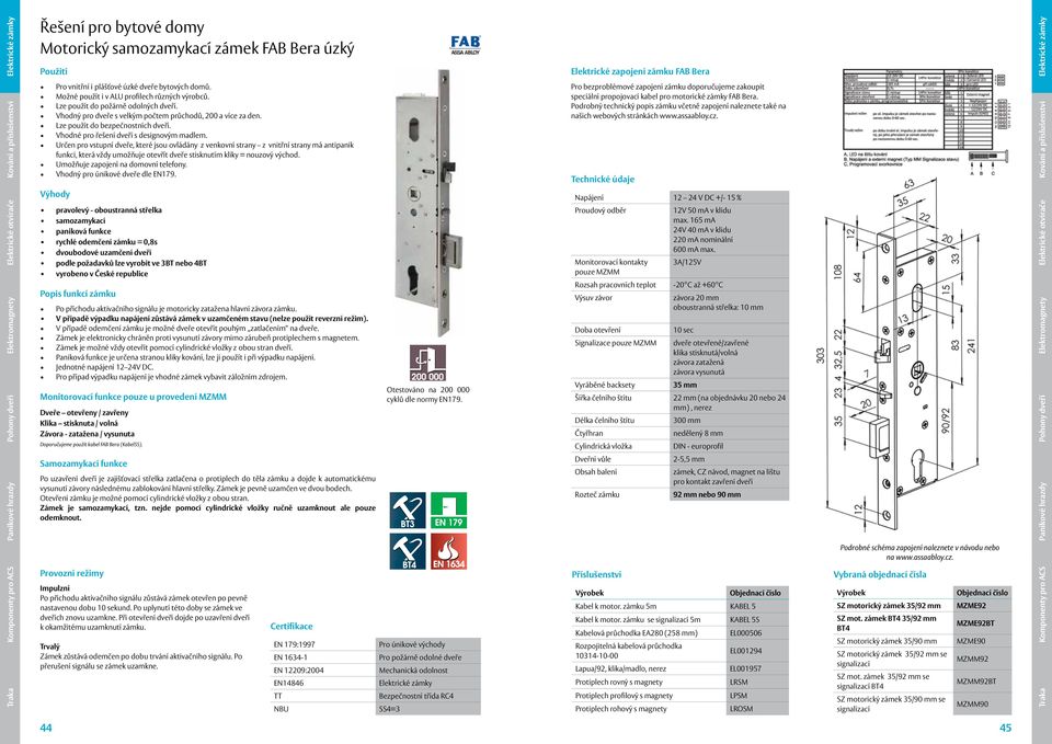 Samozamykací zámky FAB Bera Obsah - PDF Stažení zdarma