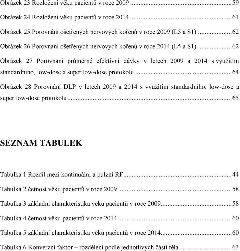 .. 62 Obrázek 27 Porovnání průměrné efektivní dávky v letech 2009 a 2014 s využitím standardního, low-dose a super low-dose protokolu.