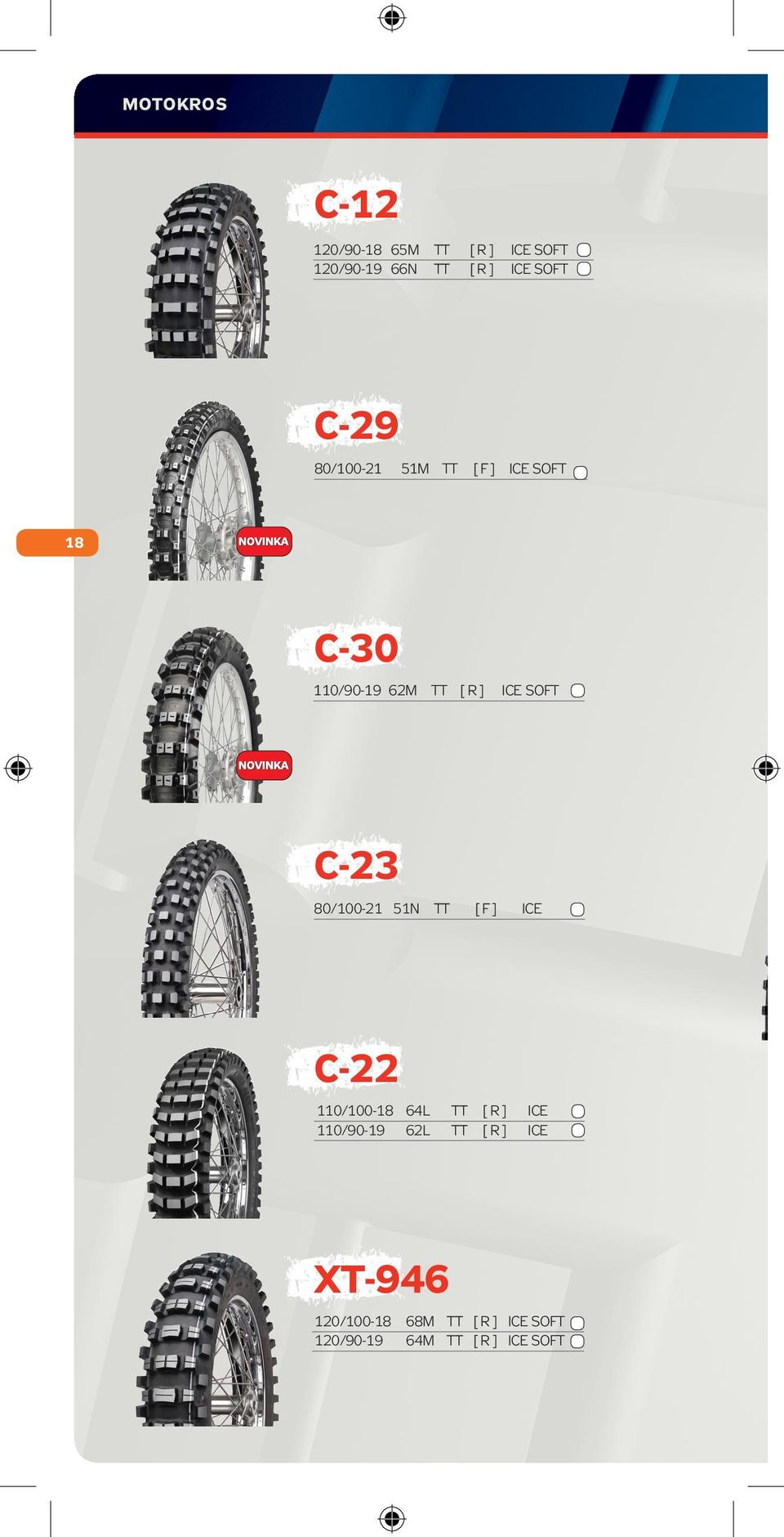 C-23 80/100-21 51N [F] ICE C-22 110/100-18 64L 110/90-19 62L [ R ] [ R ]