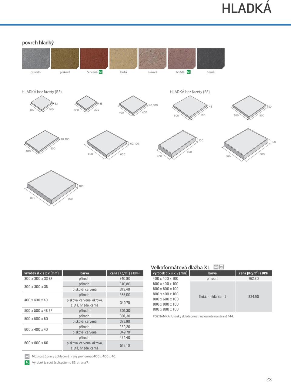 50 přírodní 301,30 písková, červená 373,90 40 přírodní 289,20 písková, červená 349,70 přírodní 434,40 60 písková, červená, okrová, žlutá, hnědá, černá 519,10 Velkoformátová dlažba XL