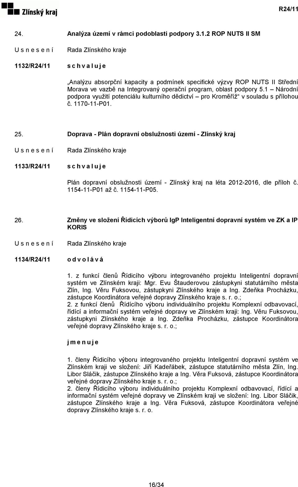 1 Národní podpora využití potenciálu kulturního dědictví pro Kroměříž v souladu s přílohou č. 1170-11-P01. 25.