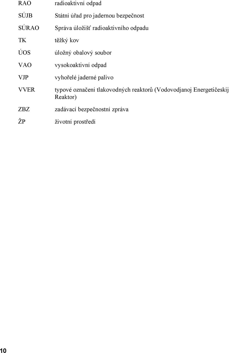 soubor vysokoaktivní odpad vyhořelé jaderné palivo typové označení tlakovodných