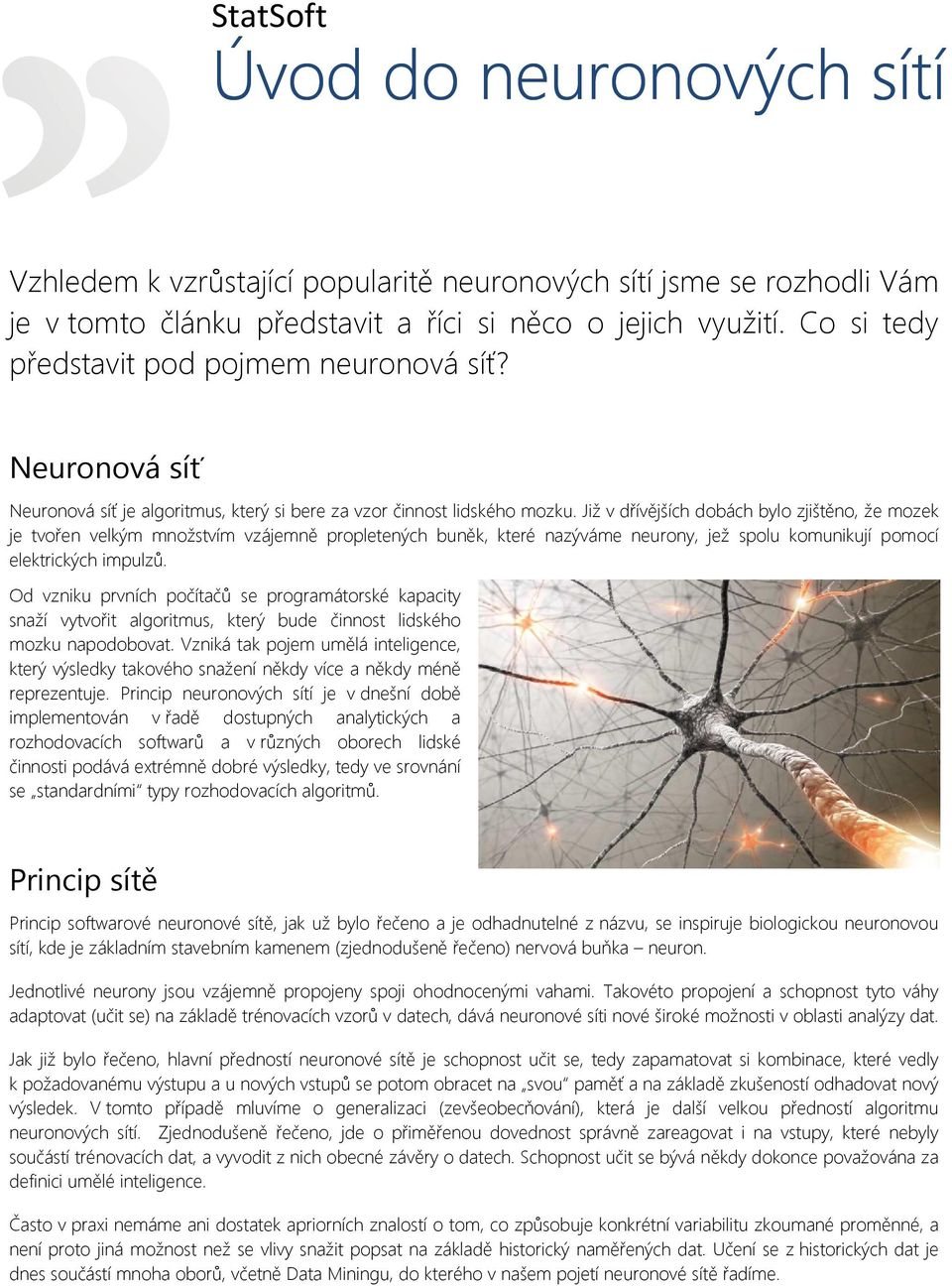 Již v dřívějších dobách bylo zjištěno, že mozek je tvořen velkým množstvím vzájemně propletených buněk, které nazýváme neurony, jež spolu komunikují pomocí elektrických impulzů.